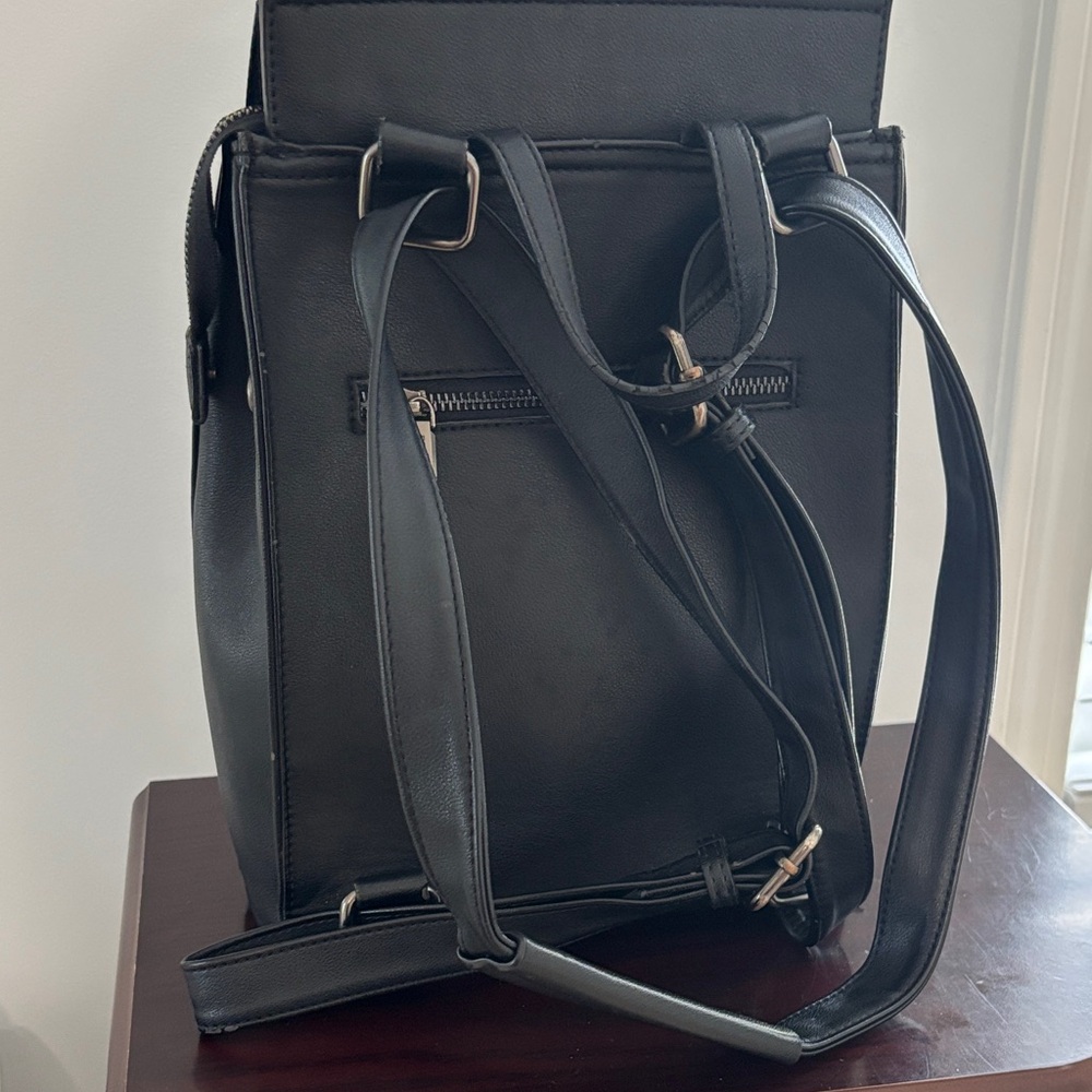 Pixie Mood Black Vegan Leather Mini Backpack Adju… - image 4